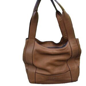 Michael Kors Handbag Womens Brown Pebbled Leather Hobo Shoulder Bag Top Zip